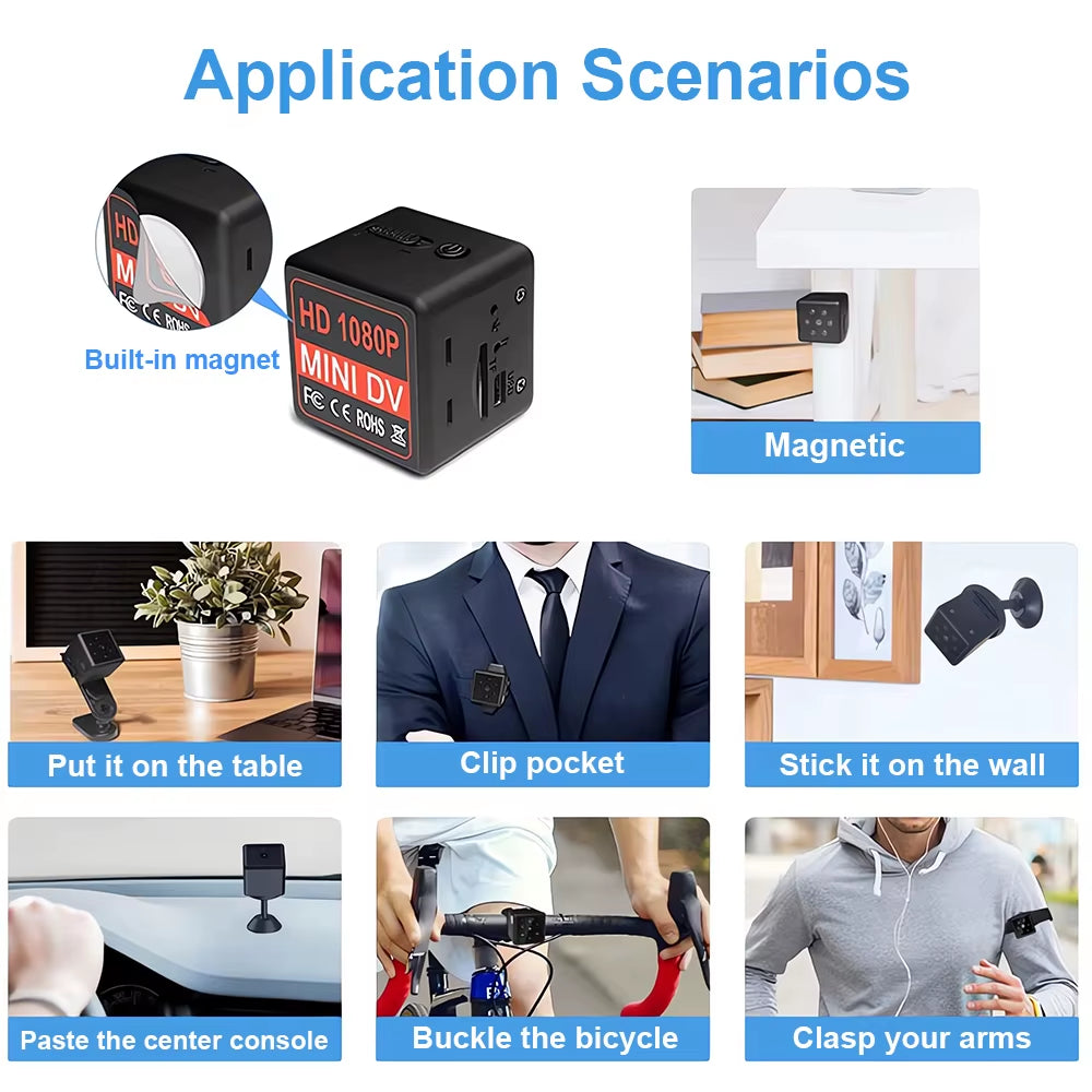 MD25 Sport DV Mini Camera HD 1080P Video Camera Magnetic Back Night Vision Mini Car OEM&ODM CE for Outdoor Pocket Action Record